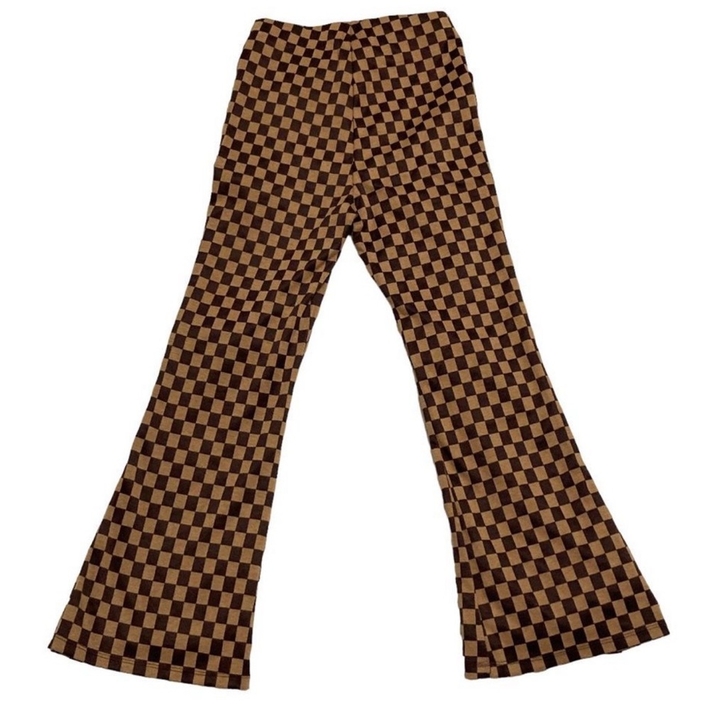 Love on a Hanger Flared Checkered Pants Brown Size 7